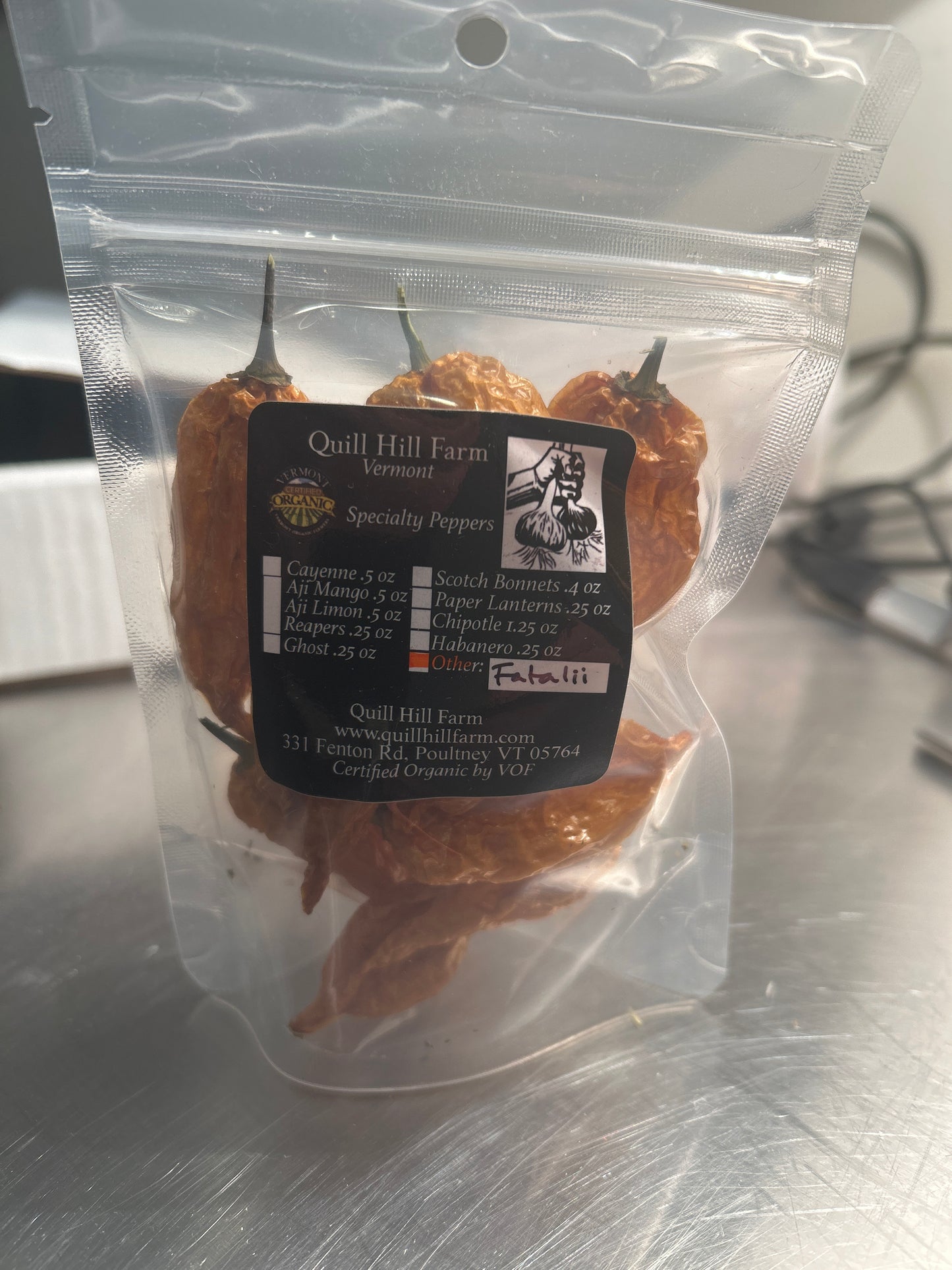 Fatalii peppers dried