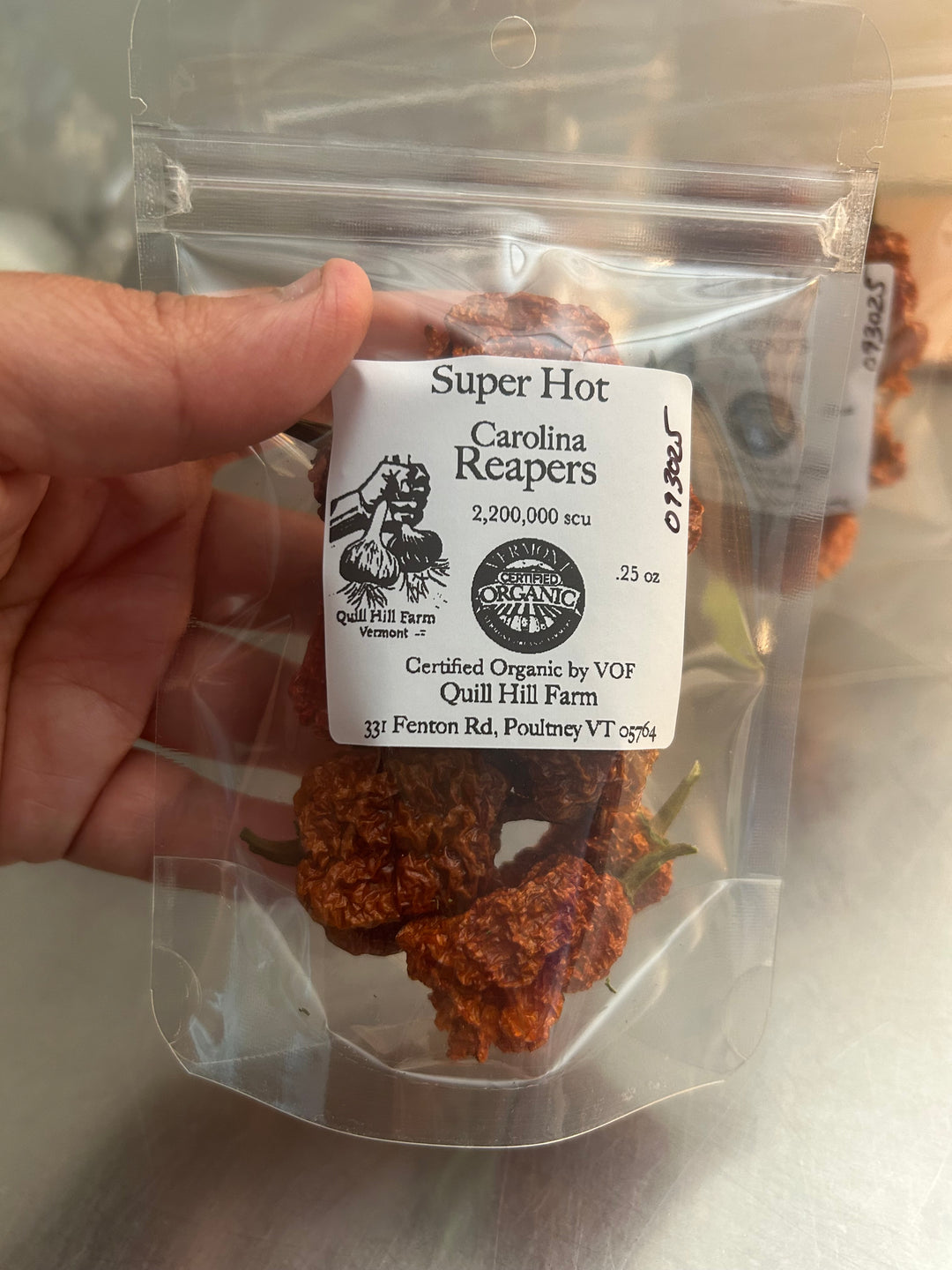 Carolina Reapers Dried Peppers- Certified Organic