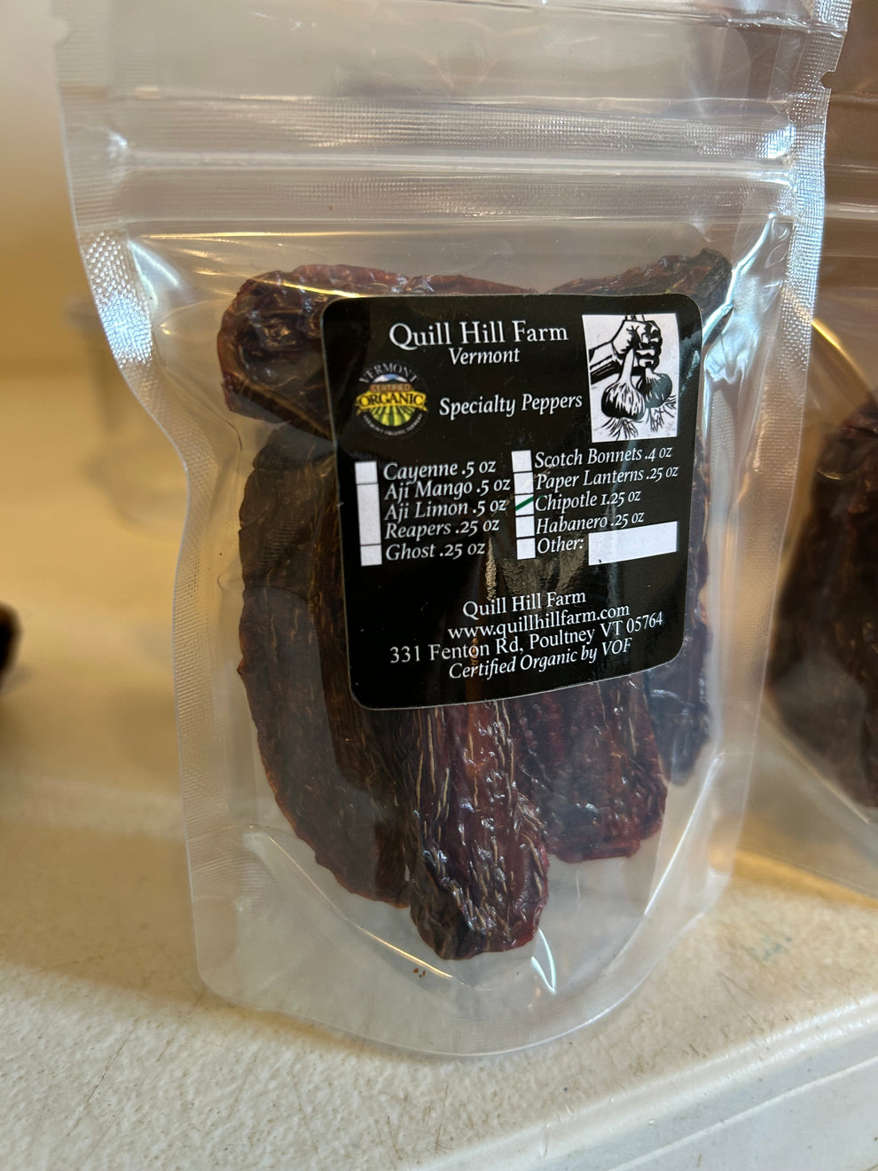 Chipotle Peppers organic Quill Hill Farm