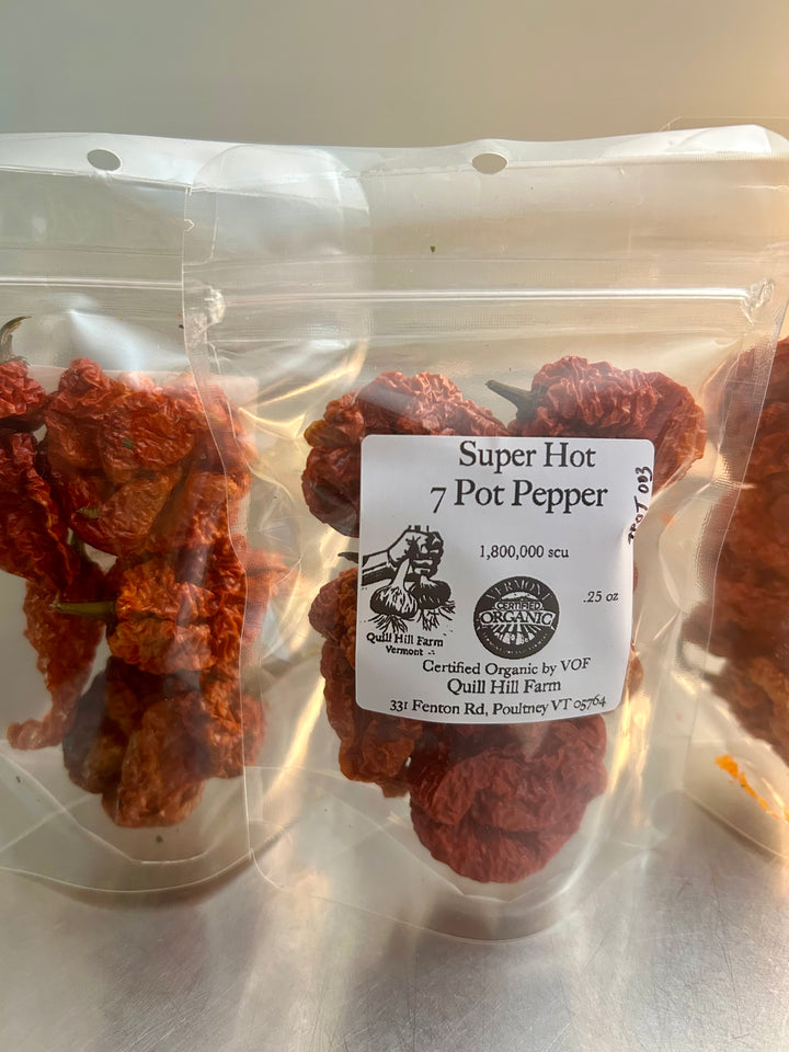 7 pot peppers. Certified Organic